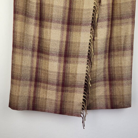 Vintage Talbots Wool Plaid Fringe Faux Wrap Midi Skirt sz 8 - Picture 4 of 8